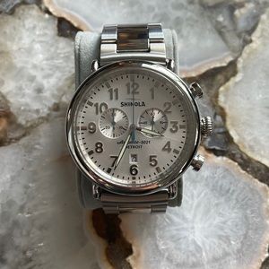 Shinola 47mm mens Runwell Chronograph Bracelet watch